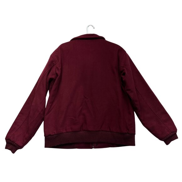 Vintage 80s LL Bean Plaid Lined Wool Bomber Jacket Coat Mens Size Large Red READ - Picture 2 of 16